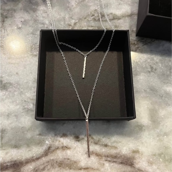 GORJANA marlow silver tone necklace. Double chain. Unique. Simple. - Picture 2 of 5